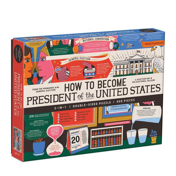 galison How to Become President of the United States Double-Sided 500 Piece Jigsaw Puzzle