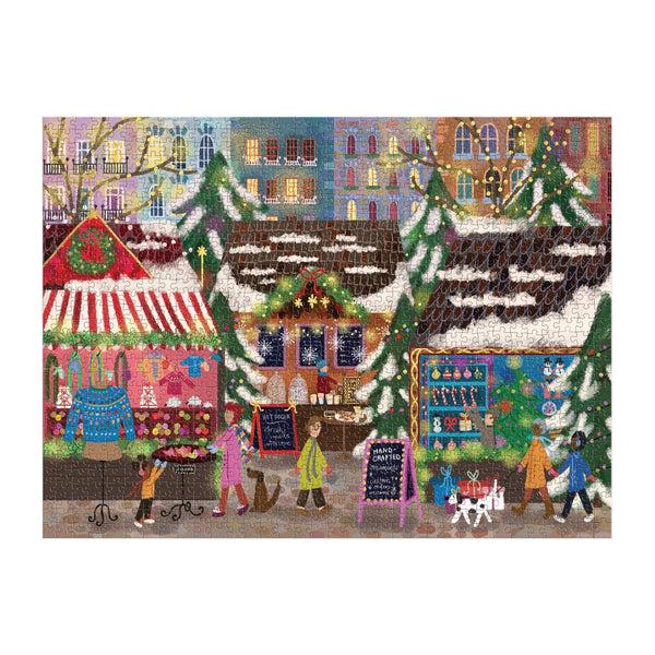 Galison Joy Laforme Merry Market 1000 Piece Foil Puzzle In A Square Box