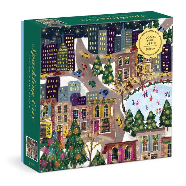 galison Joy Laforme Sparkling City 1000 Piece Foil Puzzle In a Square Box