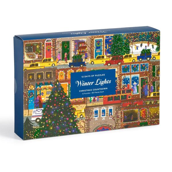 galison Joy Laforme Winter Lights 12 Days of Puzzles Holiday Countdown