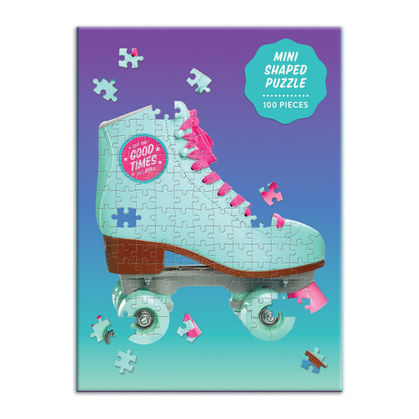 Galison Let The Good Times Roll Roller Skate 100 Piece Mini Shaped Jigsaw Puzzle
