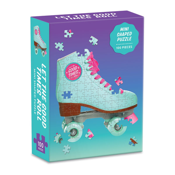 galison Let The Good Times Roll Roller Skate 100 Piece Mini Shaped Jigsaw Puzzle