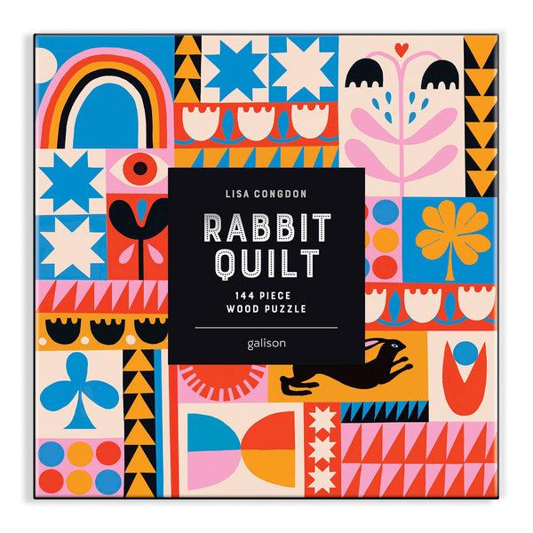 Galison Lisa Congdon Rabbit Quilt 144 Piece Wood Puzzle