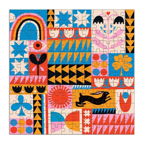 Galison Lisa Congdon Rabbit Quilt 144 Piece Wood Puzzle