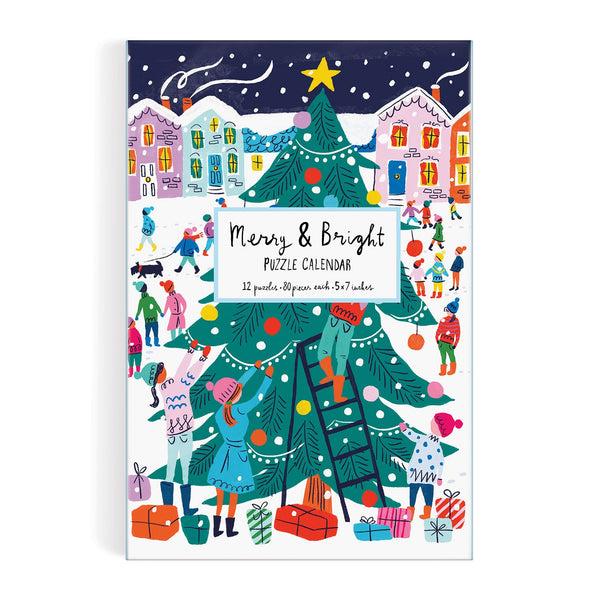 Galison Louise Cunningham Merry And Bright 12 Days Of Christmas Advent Puzzle Calendar