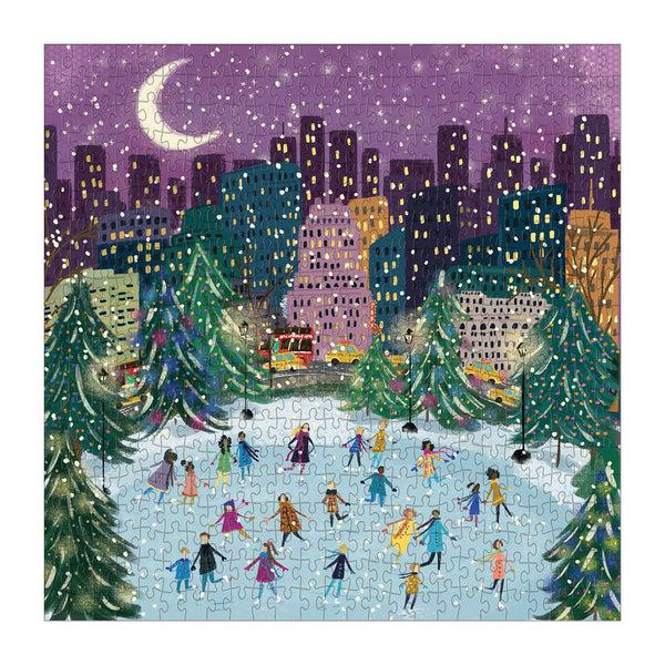 Galison Merry Moonlight Skaters 500 Piece Foil Jigsaw Puzzle