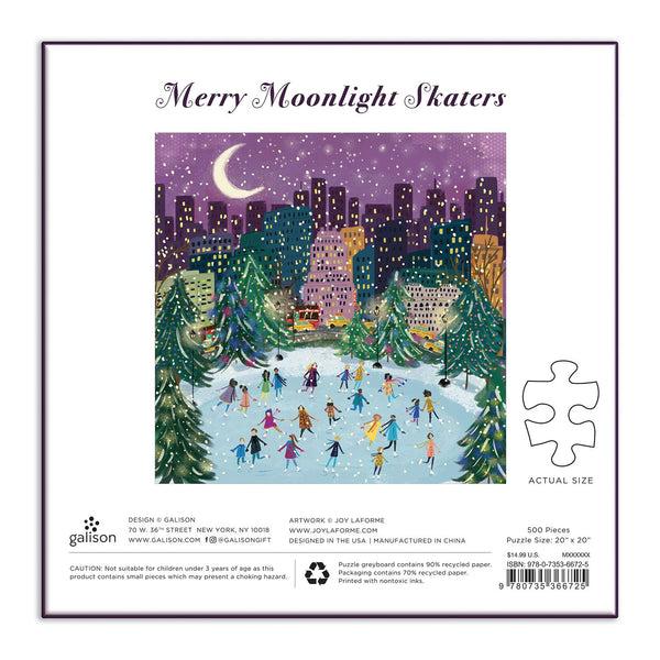 Galison Merry Moonlight Skaters 500 Piece Foil Jigsaw Puzzle
