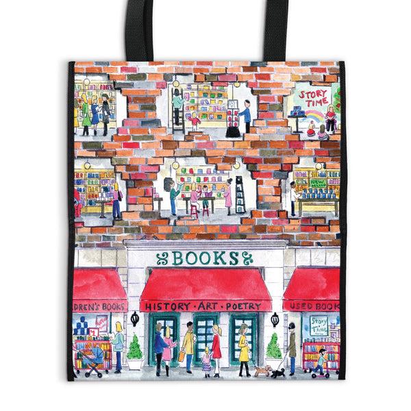 Galison Michael Storrings A Day At The Bookstore Reusable Shopping Bag