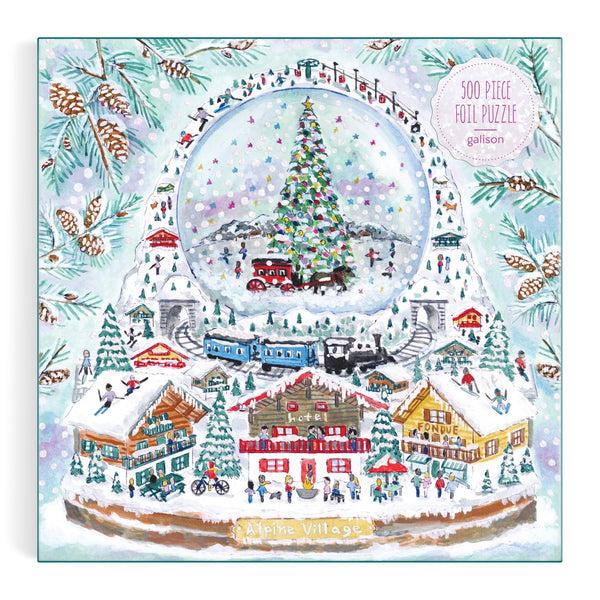Galison Michael Storrings Alpine Village Snowglobe 500 Piece Foil Puzzle