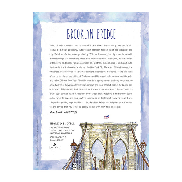 Galison Michael Storrings Brooklyn Bridge 1000 Piece Jigsaw Puzzle
