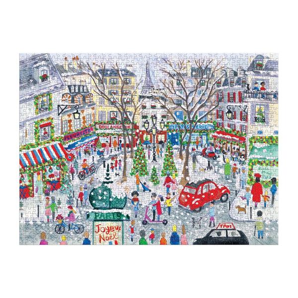 Galison Michael Storrings Christmas In Paris 1000 Piece Foil Puzzle