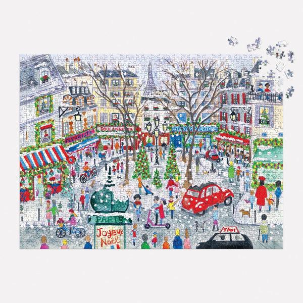 Galison Michael Storrings Christmas In Paris 1000 Piece Foil Puzzle