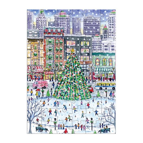 Galison Michael Storrings Christmas In The City Greeting Card Puzzle