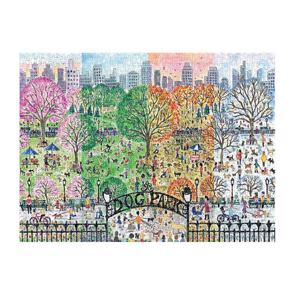 Galison Michael Storrings Dog Park In Four Seasons 1000 Piece Puzzle