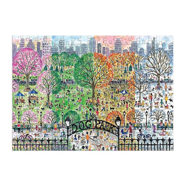 Galison Michael Storrings Dog Park In Four Seasons 250 Piece Wood Puzzle