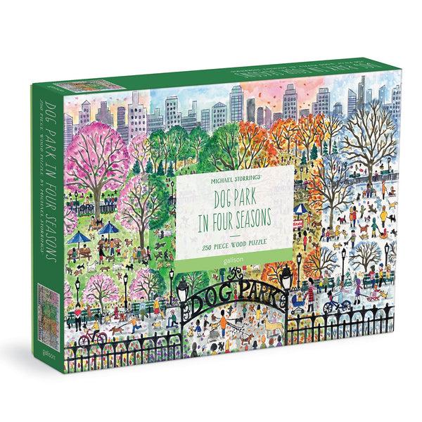 galison Michael Storrings Dog Park in Four Seasons 250 Piece Wood Puzzle
