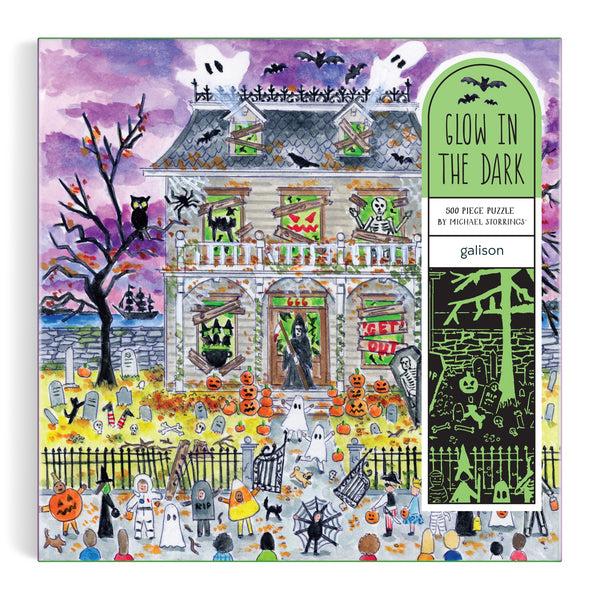 Galison Michael Storrings Haunted House 500 Piece Glow In The Dark Puzzle