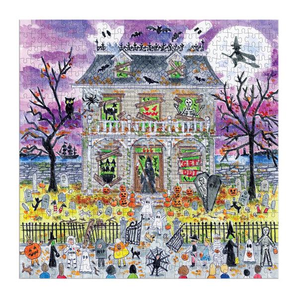 Galison Michael Storrings Haunted House 500 Piece Glow In The Dark Puzzle