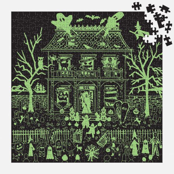 Galison Michael Storrings Haunted House 500 Piece Glow In The Dark Puzzle