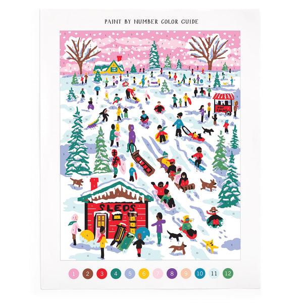 Galison Michael Storrings Snow Day 11x14 Paint By Number Kit