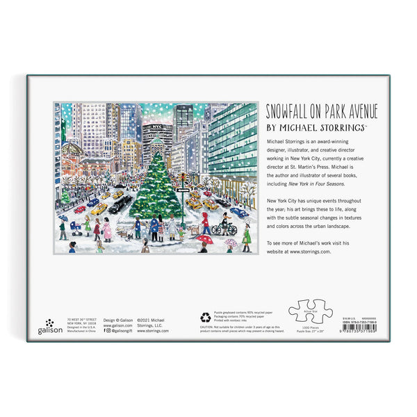 Galison Michael Storrings Snowfall On Park Avenue 1000 Piece Puzzle