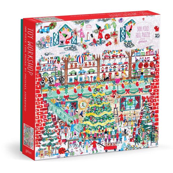 galison Michael Storrings Toy Workshop 500 Piece Foil Puzzle