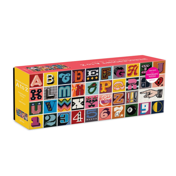 galison Needlepoint A to Z 1000 Piece Panoramic Jigsaw Puzzle