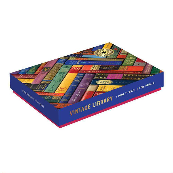 Galison Phat Dog Vintage Library 1000 Piece Foil Stamped Jigsaw Puzzle