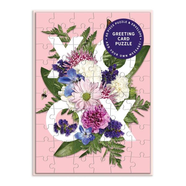galison Say It With Flowers XOXO Greeting Card Puzzle