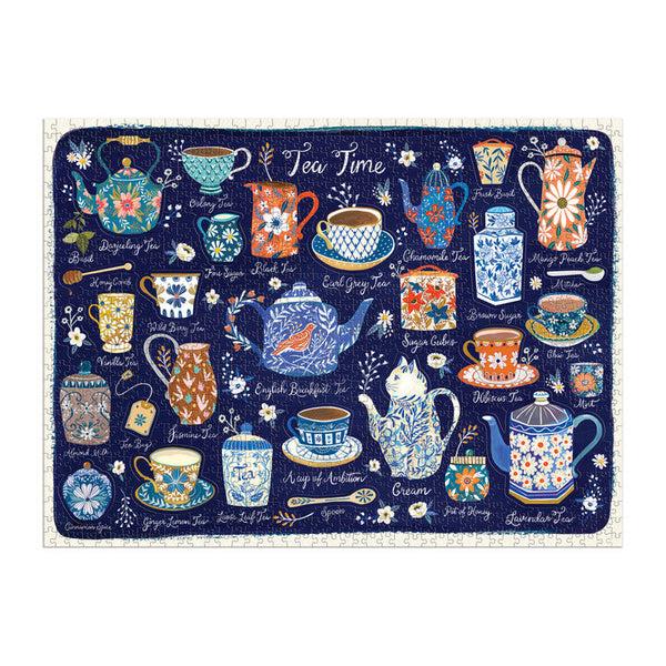 Galison Tea Time 1000 Piece Puzzle With Shaped Pieces