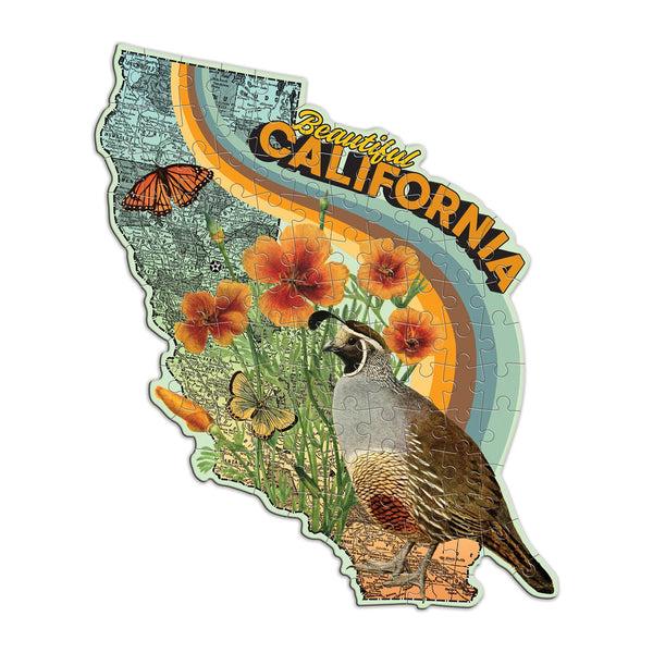 Galison Wendy Gold California 100 Piece Mini Shaped Jigsaw Puzzle