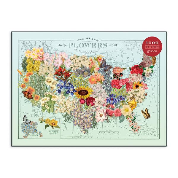 Galison Wendy Gold USA State Flowers 1000 Piece Jigsaw Puzzle