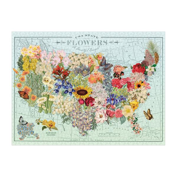 Galison Wendy Gold USA State Flowers 1000 Piece Jigsaw Puzzle