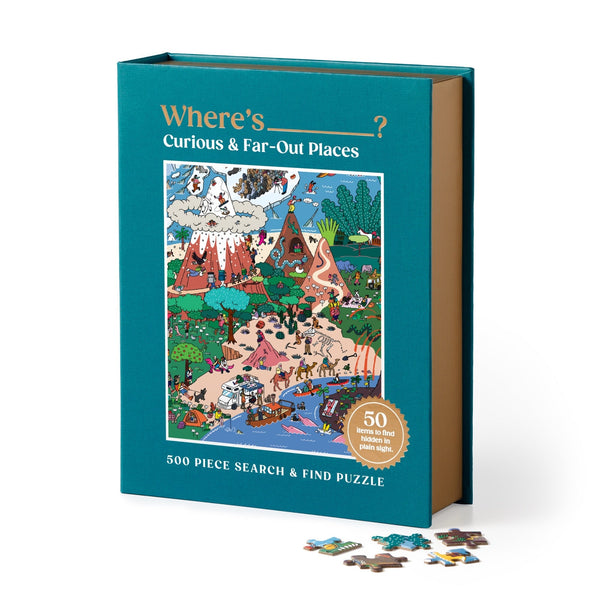 galison Where's ________? Curious and Far Out Places 500 Piece Search and Find Puzzle