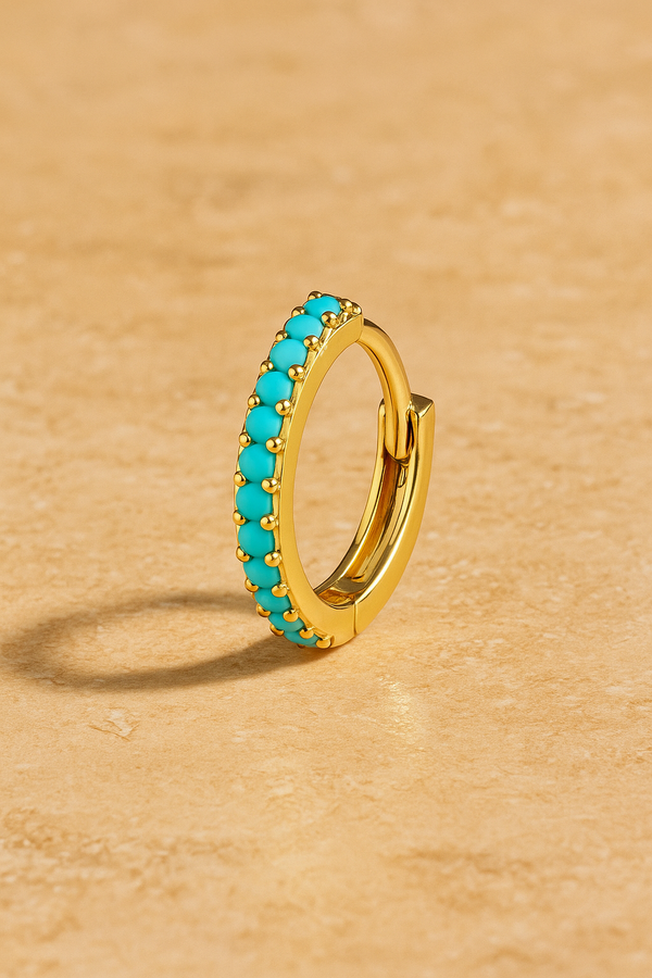 galleria armadoro 12 5 mm gold vermeil turquoise huggie