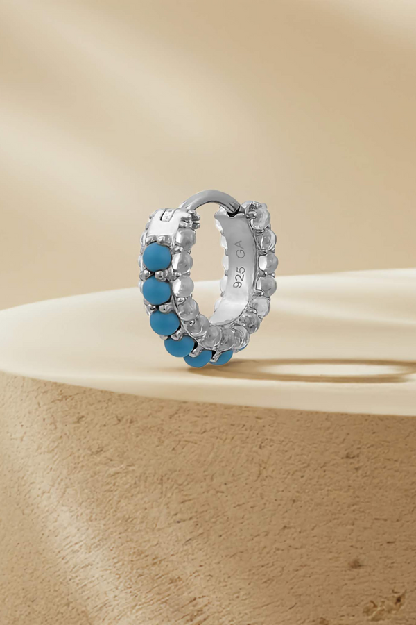 galleria armadoro Barrel turquoise cz & opal sterling silver huggie