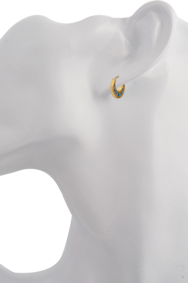 Galleria Armadoro Crescent Turquoise Gold Vermeil Huggie