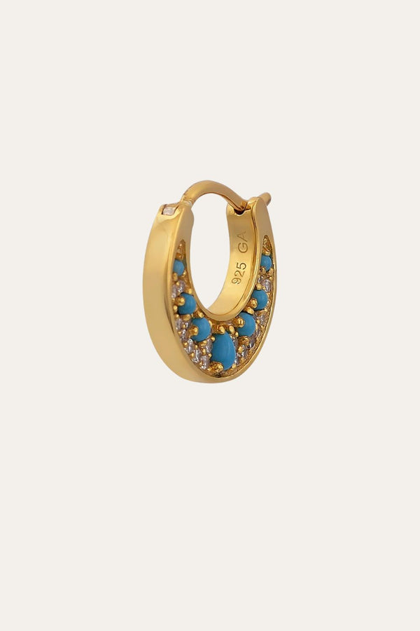 Galleria Armadoro Crescent Turquoise Gold Vermeil Huggie