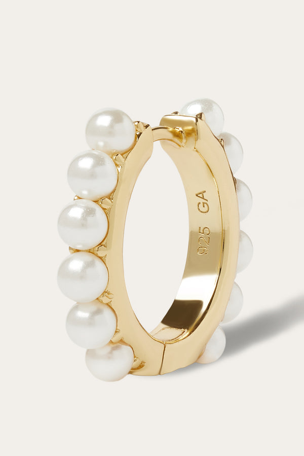 Galleria Armadoro Dolly 12.5mm Gold Vermeil Pearl Huggie