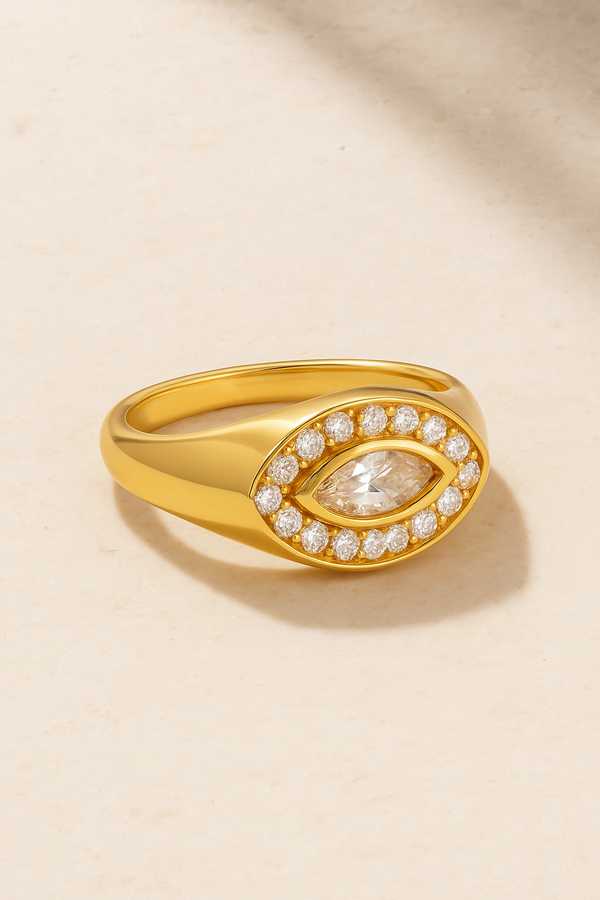 galleria armadoro Evil eye gold vermeil signet ring