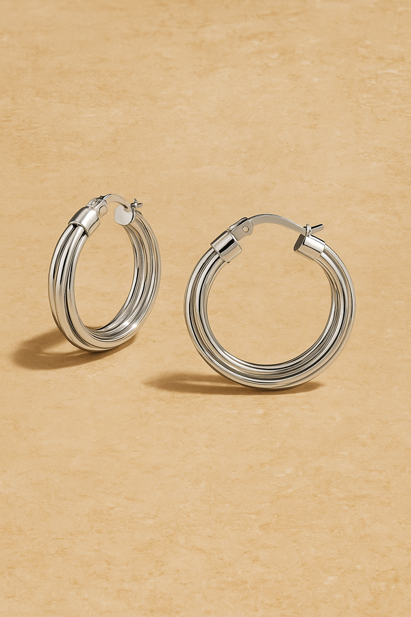 galleria armadoro Baby Corda Silver Hoops