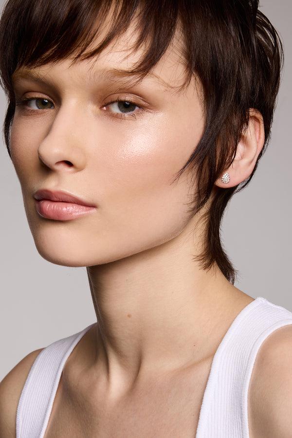 Galleria Armadoro Lacrima Pave Silver Stud Earring