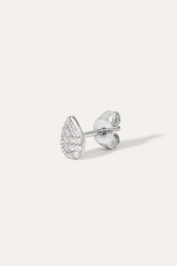 Galleria Armadoro Lacrima Pave Silver Stud Earring