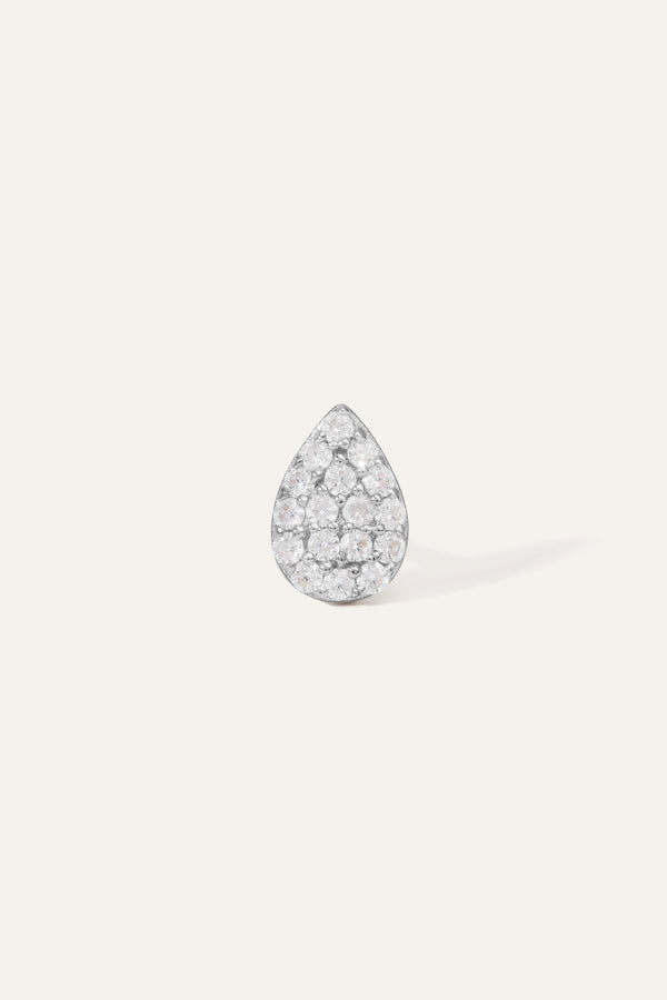 Galleria Armadoro Lacrima Pave Silver Stud Earring