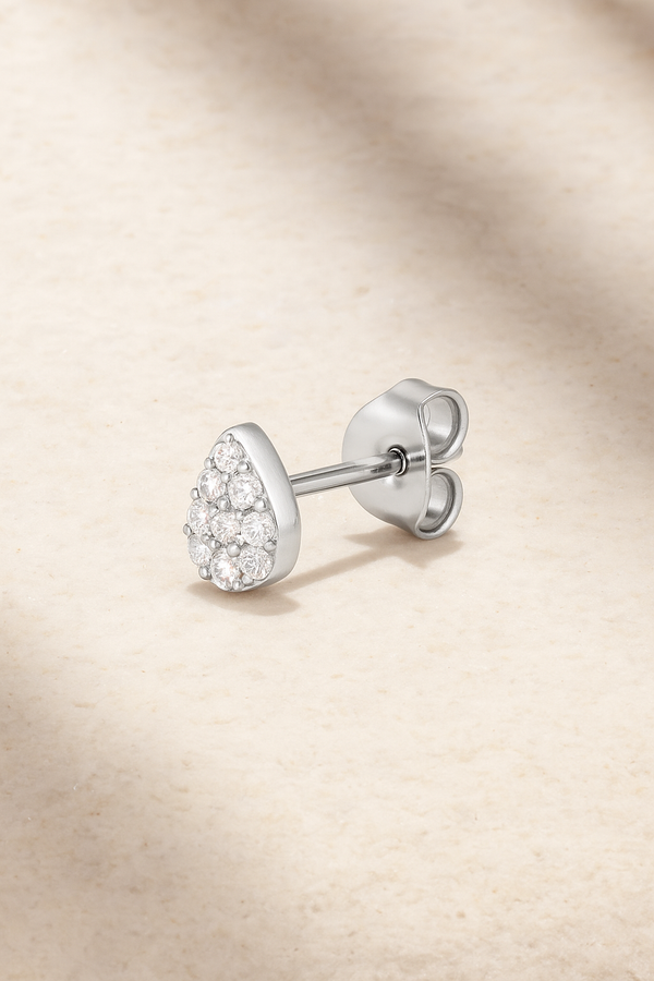 galleria armadoro Lacrima Pave Silver Stud Earring