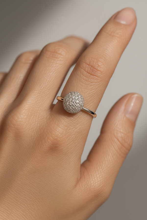 Galleria Armadoro Lumi Pave Silver Bead Ring