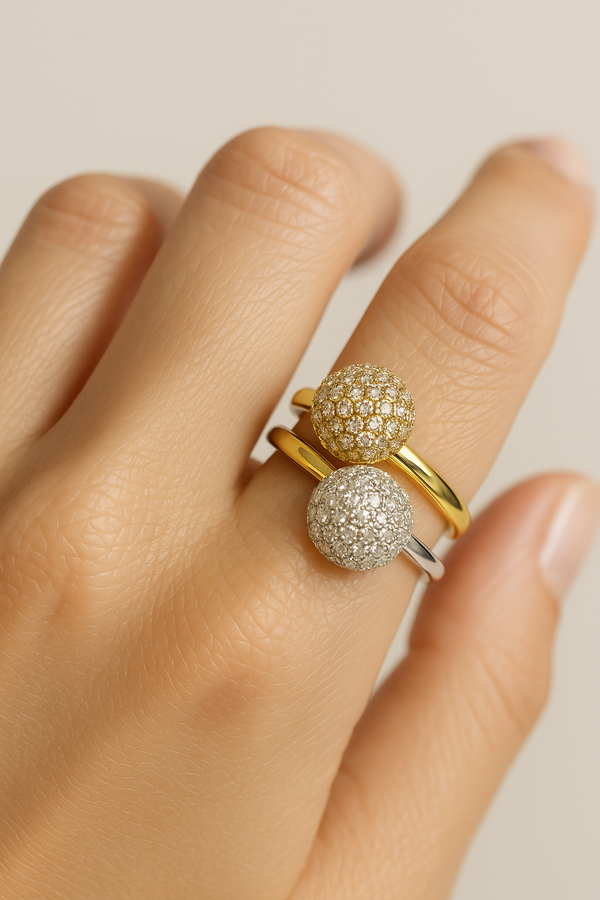 Galleria Armadoro Lumi Pave Silver Bead Ring
