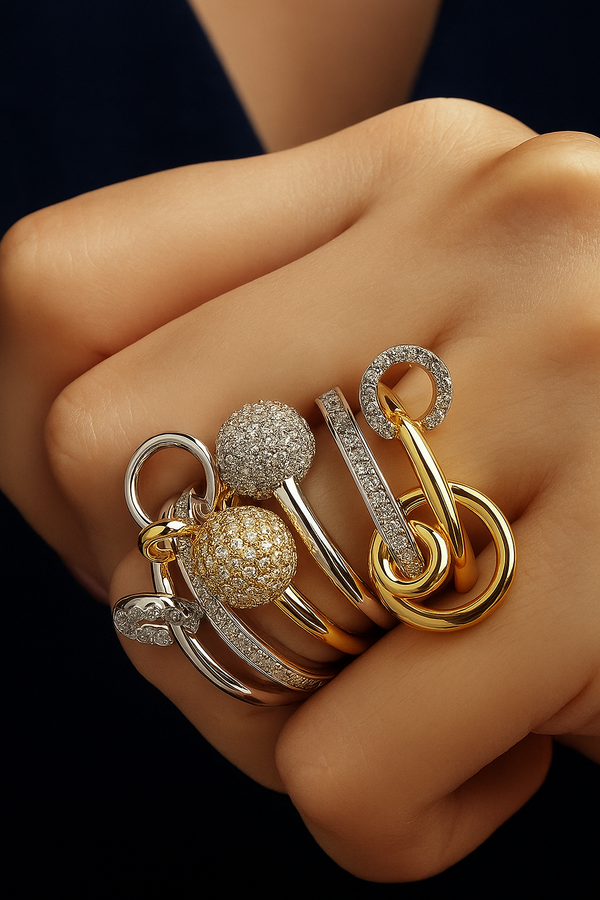 Galleria Armadoro Lumi Pave Silver Bead Ring