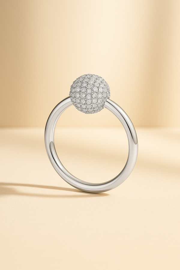 galleria armadoro Lumi pave silver bead ring