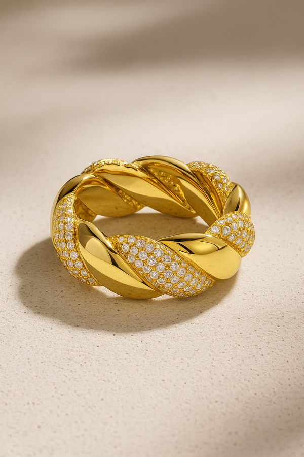 galleria armadoro Speira Treccia gold vermeil ring